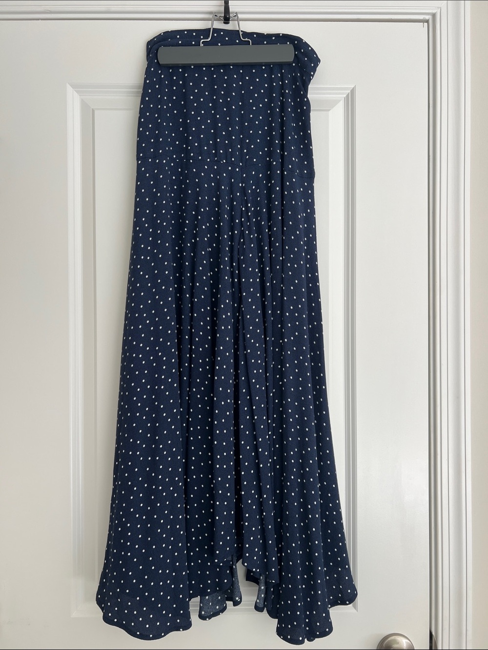 Auguste A Line Navy Polka Dot Maxi Skirt